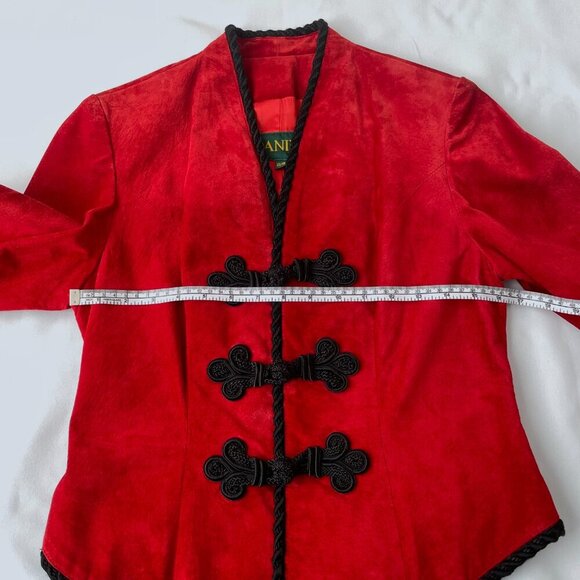 Danier Canada Women Vintage 80s Red Genuine Suede Leather Jacket, Size XS - Picture 10 of 12